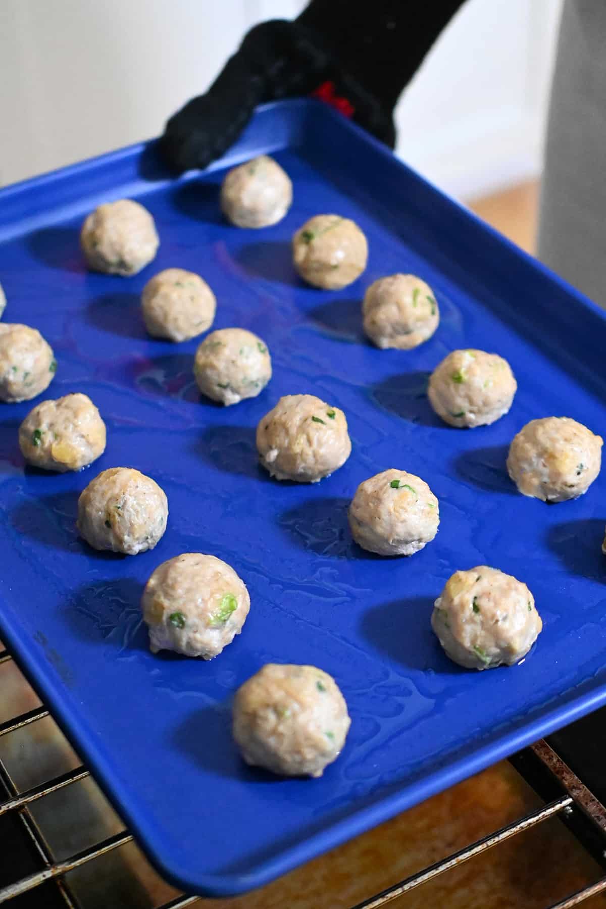 Cooked teriyaki pineapple meatballs right out of the oven.