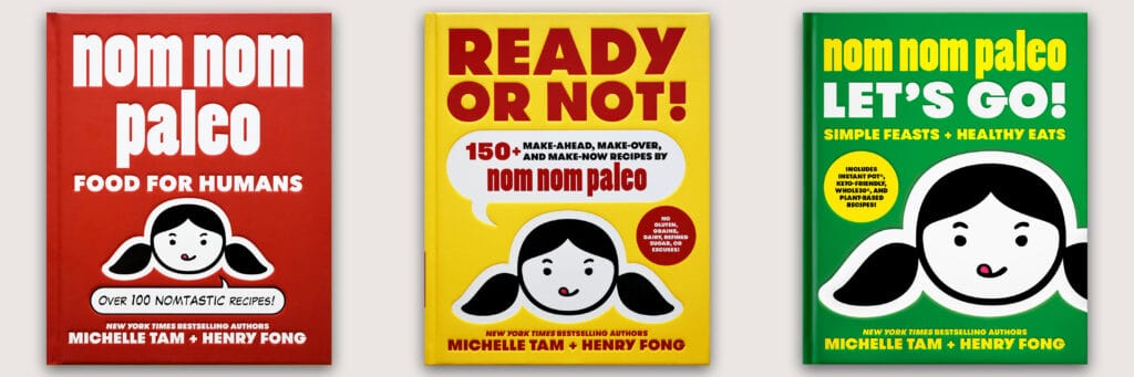 Photo of the 3 Nom Nom Paleo cookbooks: Food for Humans, Ready or Not!, and Let's Go!