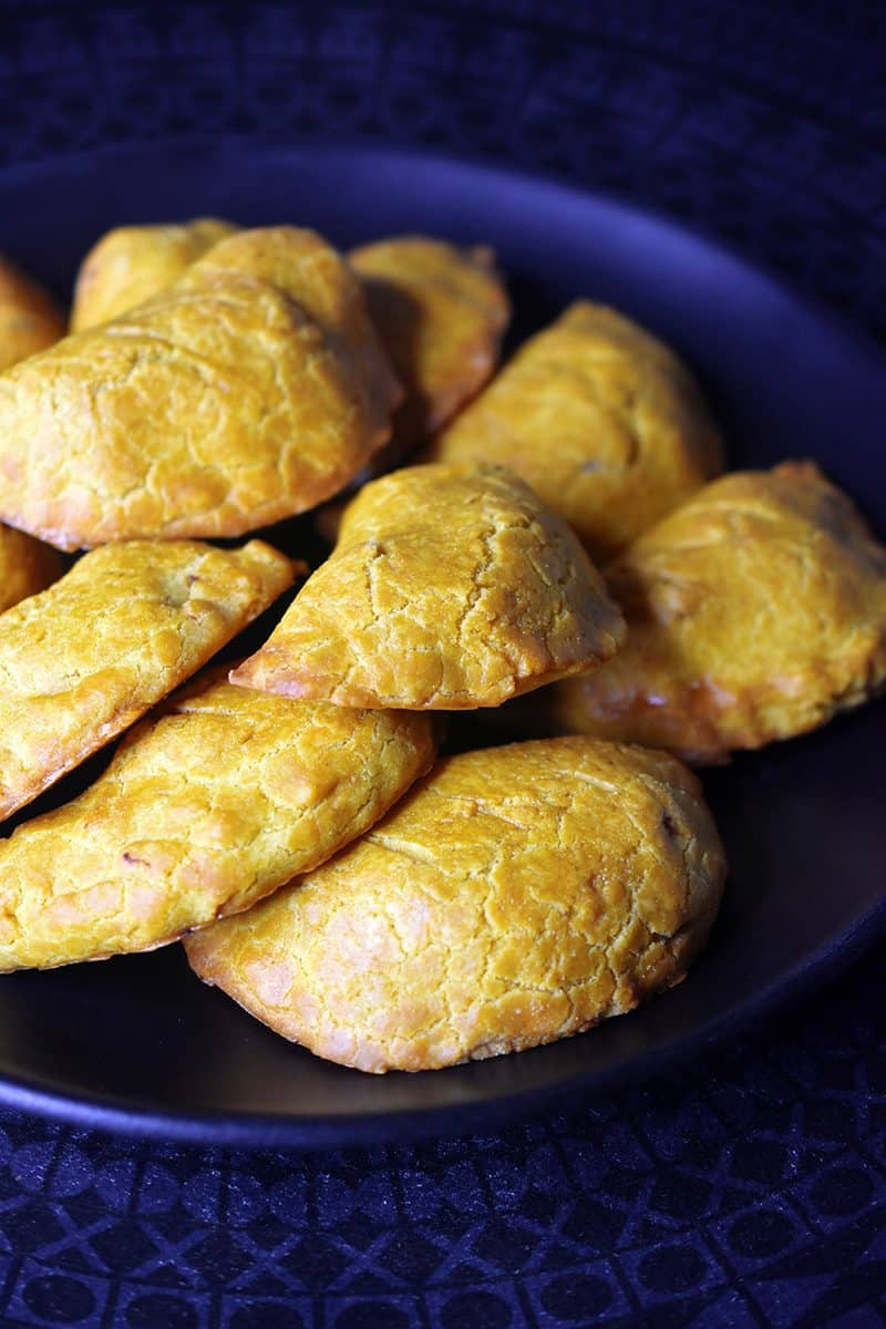 A closeup of Paleo Curried Meat Pies on a plate