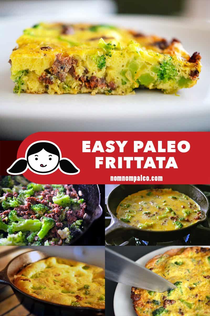 A collage of the cooking steps for paleo Easy Paleo Frittata.