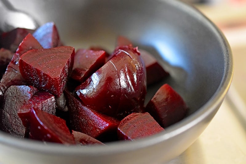 A bowl of instant pot beets.