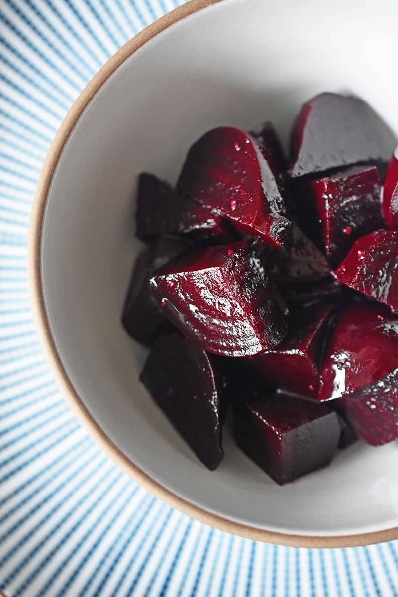 A bowl of instant pot beets.