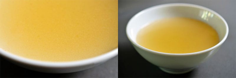 Closeup shot of a bowl of Instant Pot (Pressure Cooker) Bone Broth 