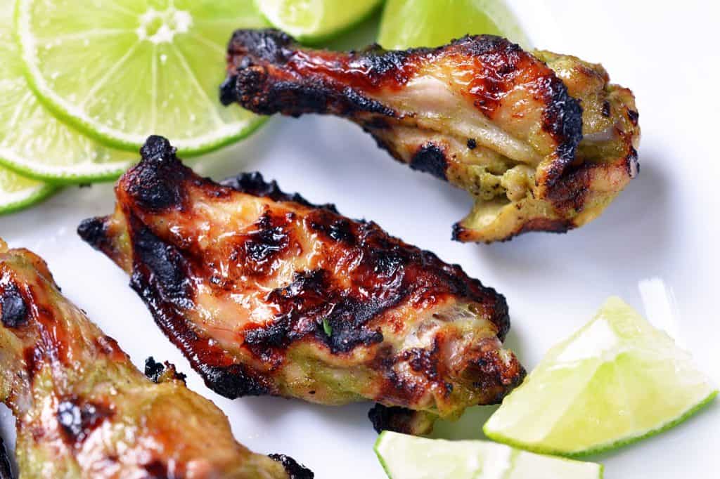 An overhead shot of a plate of Chili Lime Chicken Wings 