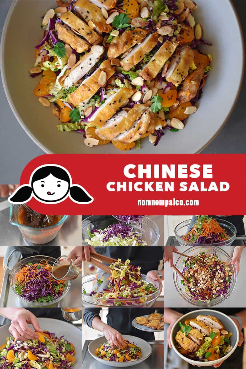A collage of the cooking steps for Whole30 Chinese Chicken Salad
