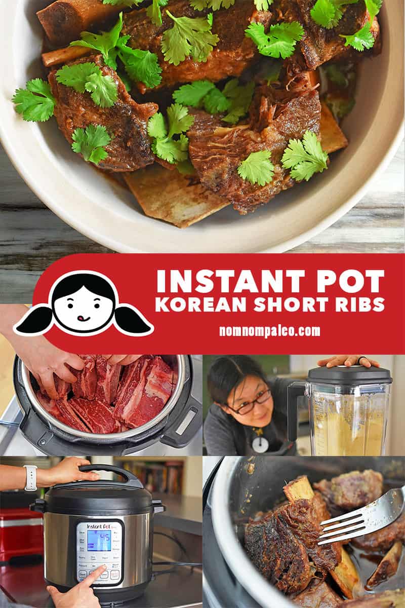A collage of the cooking steps to make Instant Pot Korean Short Ribs.