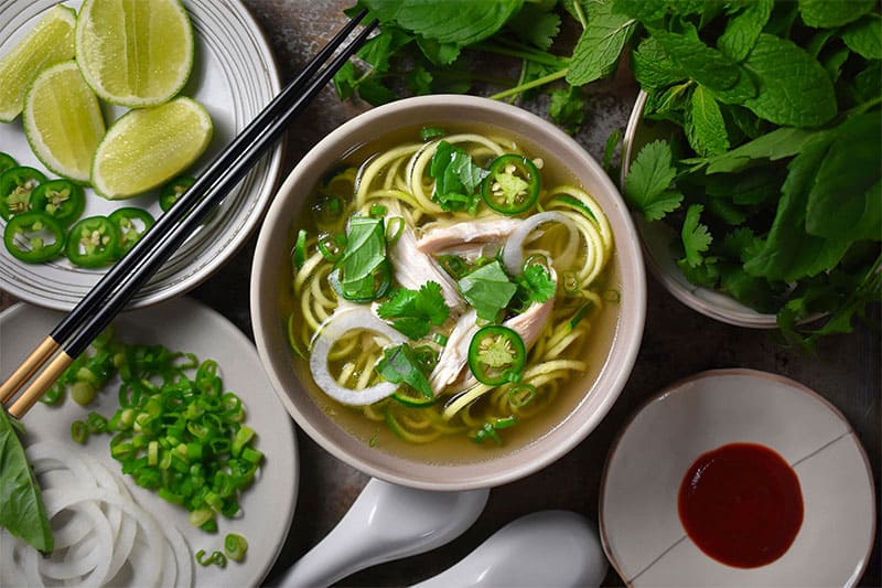 An overhead shot of Nom Nom Paleo's Instant Pot Chicken Pho