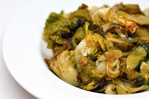 Oven-Roasted Escarole in a plate.