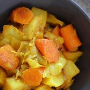 An overhead shot of a bowl of Paleo Atkilt (Spiced Ethiopian Vegetable Stew)