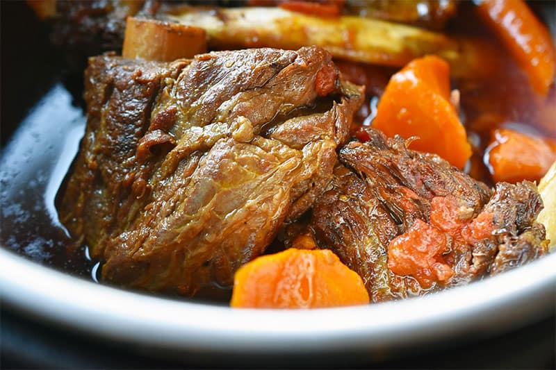 A closeup of a bowl of Instant Pot Bo Kho