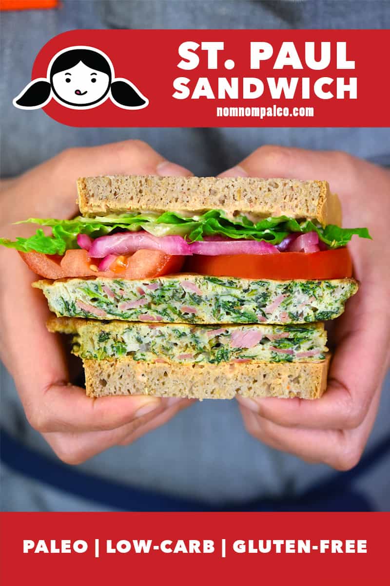 Someone holding a paleo and gluten-free St. Paul Sandwich.