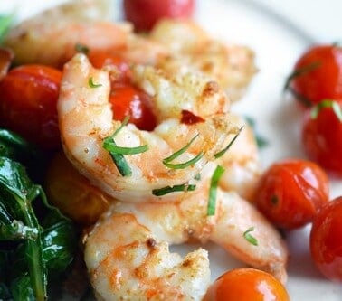 Tabil seasoned sauteed shrimp paired with cherry tomatoes
