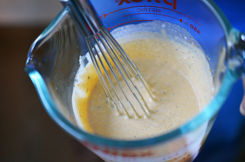Making the coconut crème for the lamb dosas.