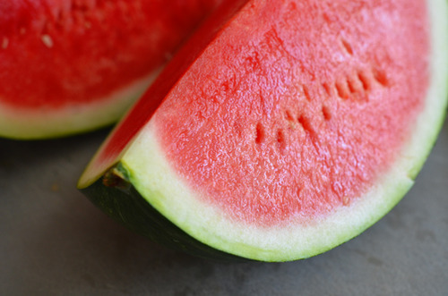 Quartered watermelon.