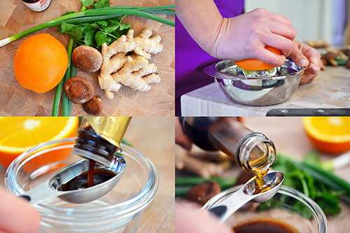 Steps for making the sauce for Fish en Papillote with Citrus, Ginger, & Shiitake 