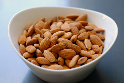 A bowl of almonds.