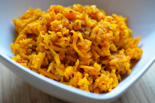 A closeup of sweet potato hash.