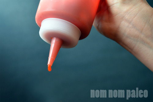 Paleo Sriracha in a plastic squeeze bottle